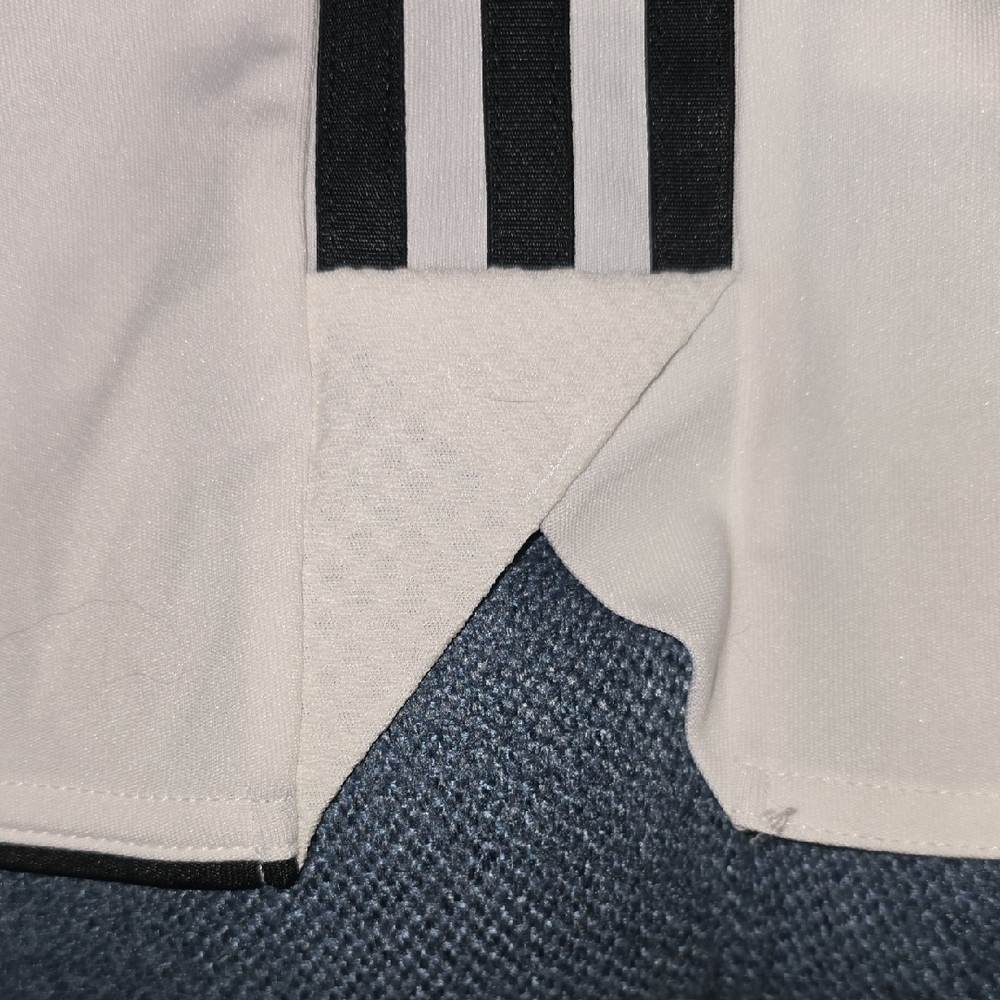 Adidas Women's White Athletic Shorts with Black Stripes, Medium - Picture 6 of 8